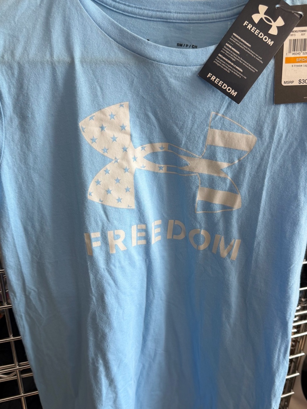 Under Armour men’s Light Blue 'Freedom' Logo Short Sleeve Tee